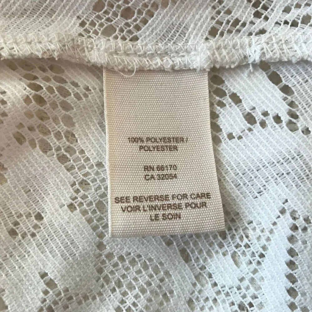 Free People Open Knit Sheer Floral Lace Tunic Top M Flowy Boho Cottagecore